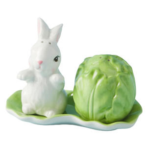 Corner Ruby Bunny And Cabbage Salt And Pepper Set